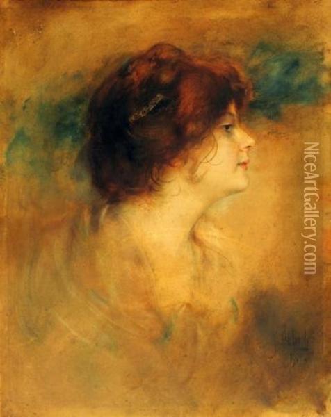 Portrait Of A Woman Oil Painting - Franz von Lenbach