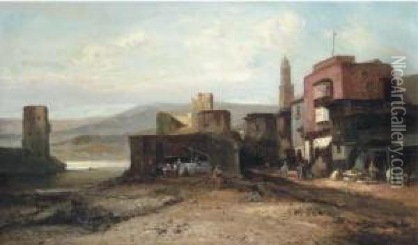 Port Of The Levant Oil Painting - Pierre-Henri-Theodore Tetar van Elven