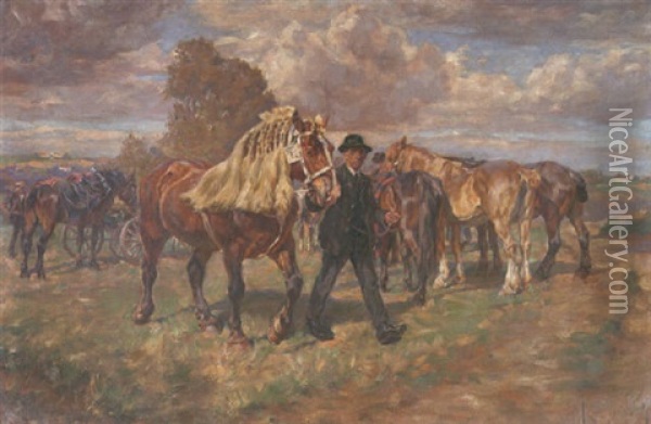 Haflinger-vorfuhrung In Oberbayern Oil Painting - Paul Peter (Max) Krombach