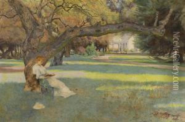 The Havens' Estate, Piedmont, California Oil Painting - John Herbert Evelyn Partington