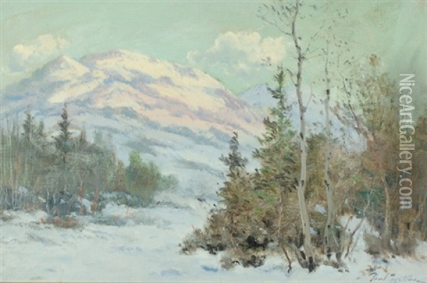 Utah Mountain Landscape In Winter Oil Painting - Paul Fjellboe
