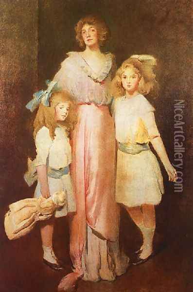 Mrs Daniels With Two Children 1913 Oil Painting - John White Alexander