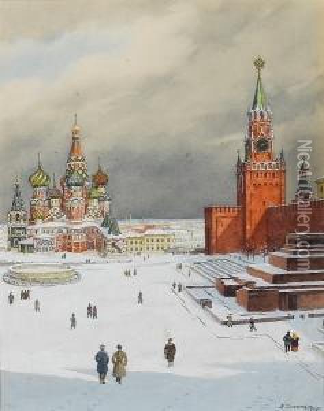 Red Square Oil Painting - Boris Zvorykine