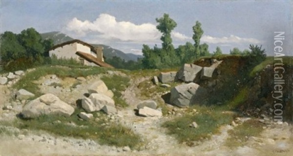 Sommerlandschaft Im Gebirge (summer Landscape In The Mountains) Oil Painting - Gustave Eugene Castan