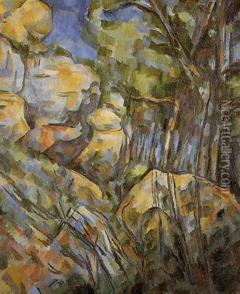 Rocks Near The Caves Above The Chateau Noir Oil Painting - Paul Cezanne
