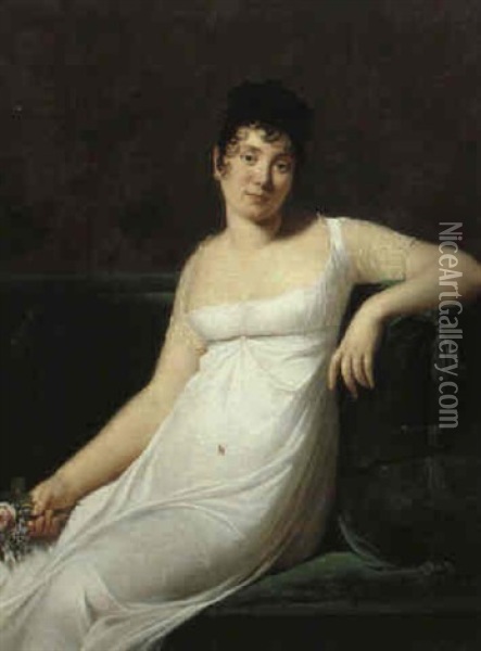 Portrait Of A Lady Oil Painting - Robert Jacques Francois Faust Lefevre