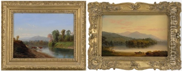 Landscapes (2 Works) Oil Painting - John White Allen Scott