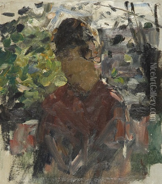 Junge Frau Im Freien Oil Painting - Wilhelm Volz