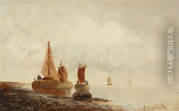 On The Coast Oil Painting - Johann Jungblut