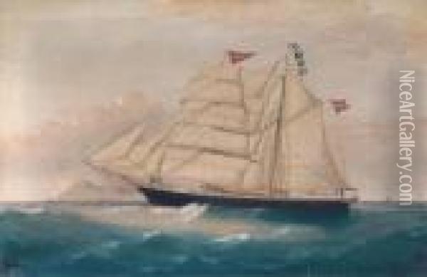 Brigantine Brigitte Inward Bound For Liverpool Off Hollyhead Oil Painting - William Howard Yorke