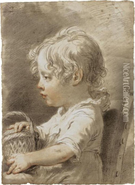Portrait Of Mauro As A Child Holding A Basket Oil Painting - Gaetano Gandolfi
