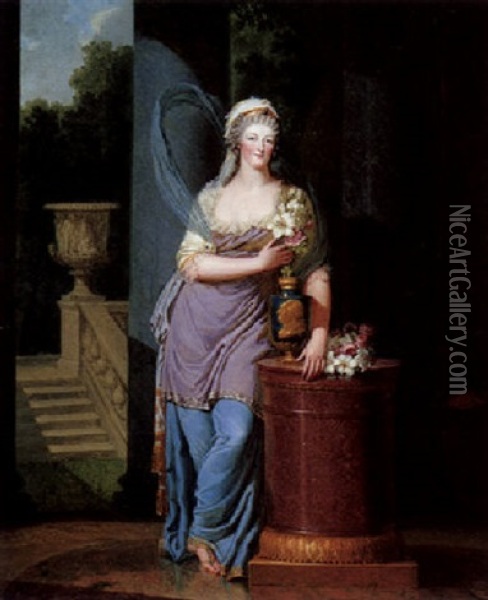 Portrait Of Marie-antoinette, Queen Of France Oil Painting - Francois Dumont