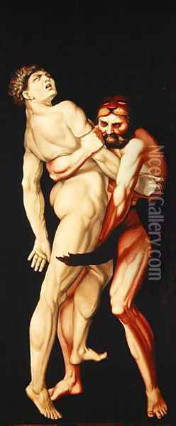 Hercules and Antaeus 1530 Oil Painting - Hans Baldung Grien