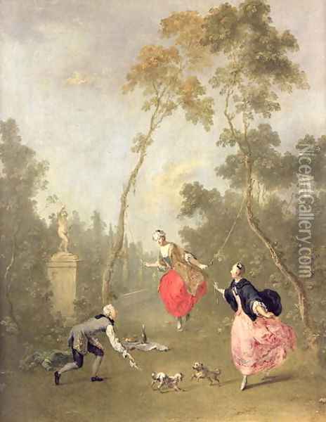 Scene Galante in a Park Oil Painting - Norbert Joseph Carl Grund