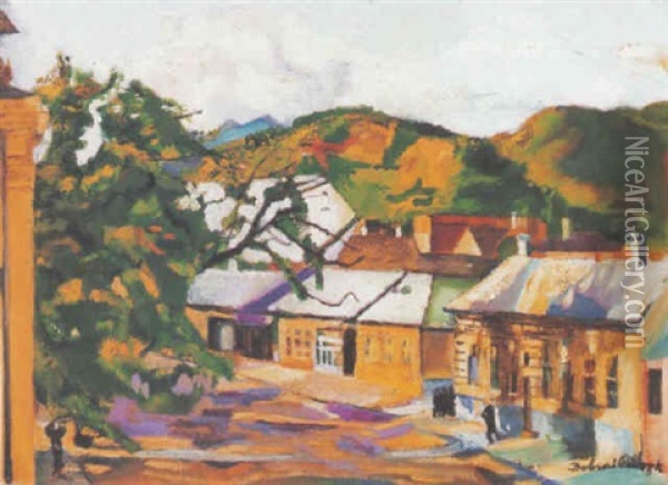 Nagybanyai Ter (square In Nagybanya) Oil Painting - Jenoe Paszk