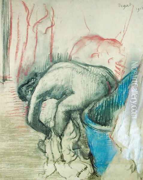 After the Bath, 1903 Oil Painting - Edgar Degas