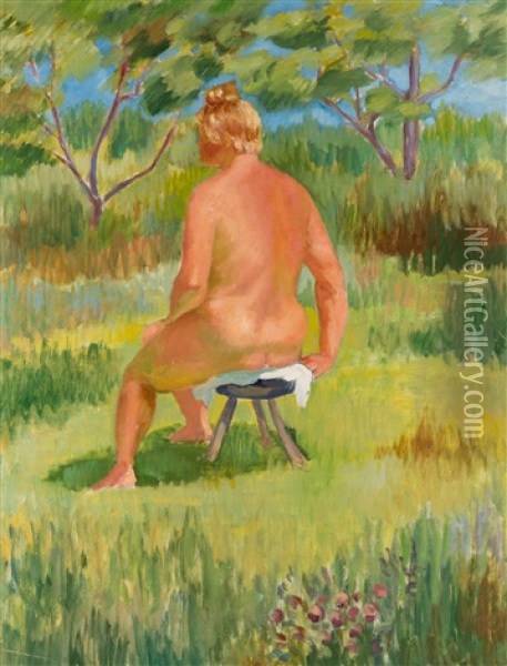 Nude In The Garden Oil Painting - Dmitry Krapivny