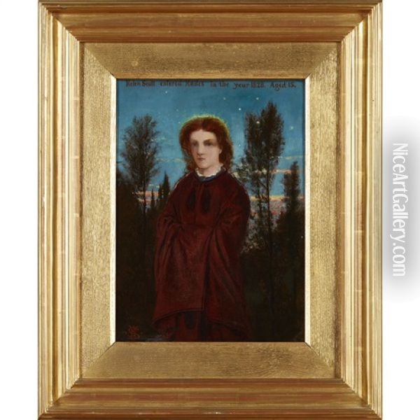 Posthumous Portrait Of The Artist's Sister Oil Painting - William Bell Scott