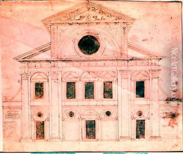 Design for the facade of a church Oil Painting - Donato Bramante