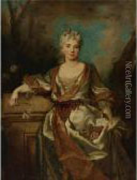 Portrait Of The Marquise De Puysegur Oil Painting - Nicolas de Largillierre