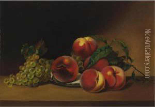 Peaches And Grapes Oil Painting - Margaretta Angelica Peale