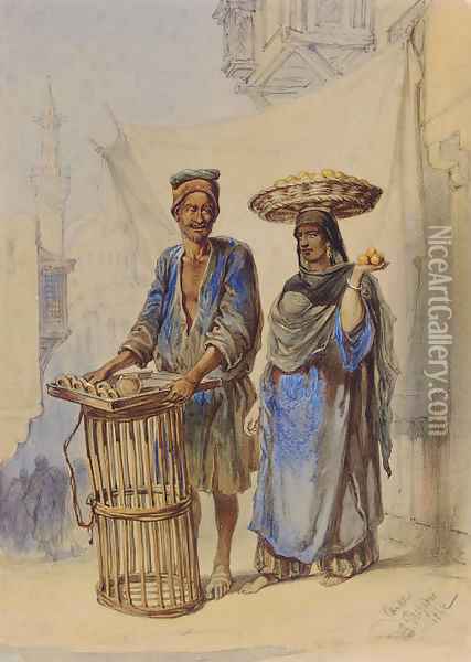 The Orange Seller, Cairo Oil Painting - Amadeo Preziosi