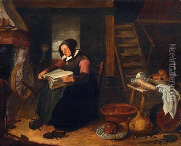 Interieur Mit Lesender Frau Oil Painting - Quiringh Gerritsz. van Brekelenkam