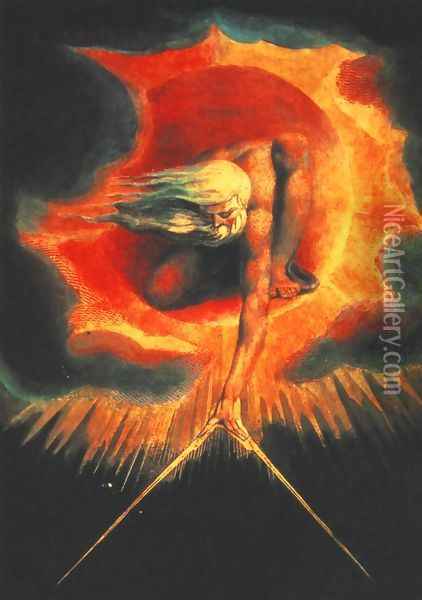 God as an Architect, illustration from The Ancient of Days 1794 Oil Painting - William Blake