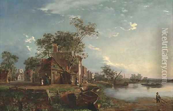 Along the shore, Wandsworth Oil Painting - Edmund John Niemann