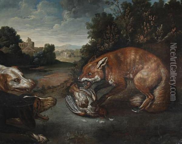 A Fox Defending Its Kill Oil Painting - Frans Snyders