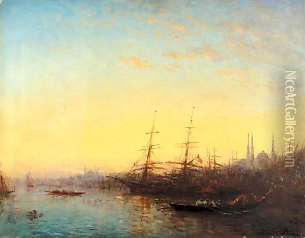 Le Port, Corne D'Or, Constantinople Oil Painting - Felix Ziem