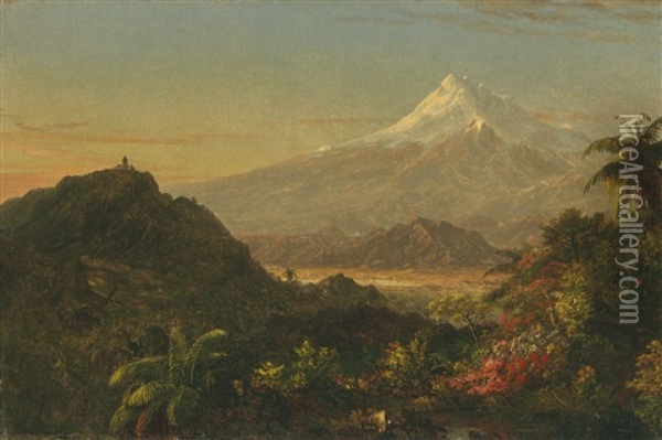 South American Landscape (study For Chimborazo) Oil Painting - Frederic Edwin Church