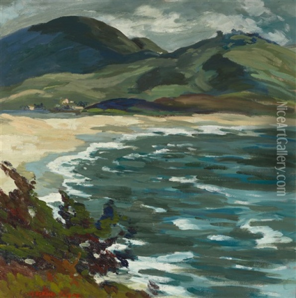 Shoreline, South Of Carmel Oil Painting - Mary Deneale Morgan