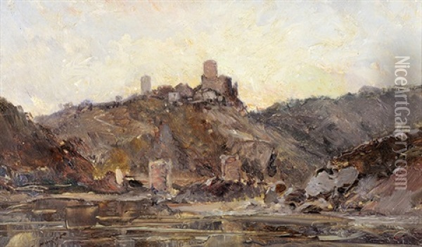 Le Chateau Au-dessus Du Cours D'eau Oil Painting - Emile Noirot