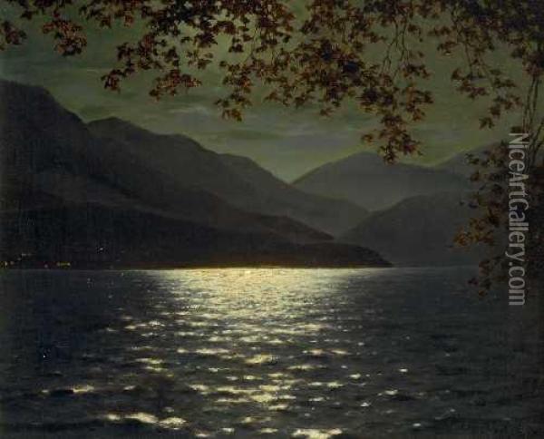 Gebirgssee Bei Mondlicht Oil Painting - Ivan Fedorovich Choultse