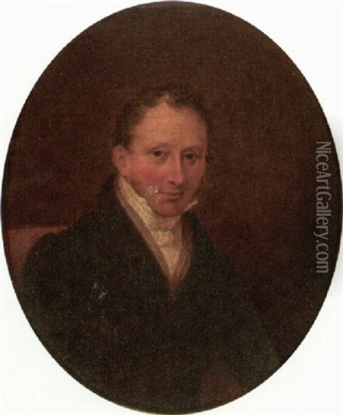 Portrait Of The Artist Wearing A Black Coat Oil Painting - John White Abbott