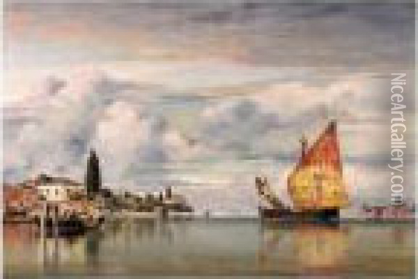 Onthe Lagoon, Venice Oil Painting - Edward William Cooke