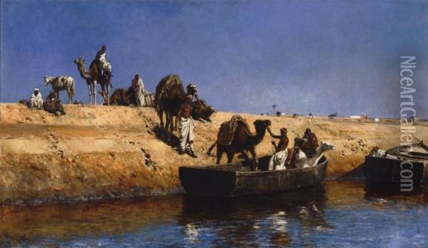 The Camel Transport, Morocco Oil Painting - Edwin Lord Weeks