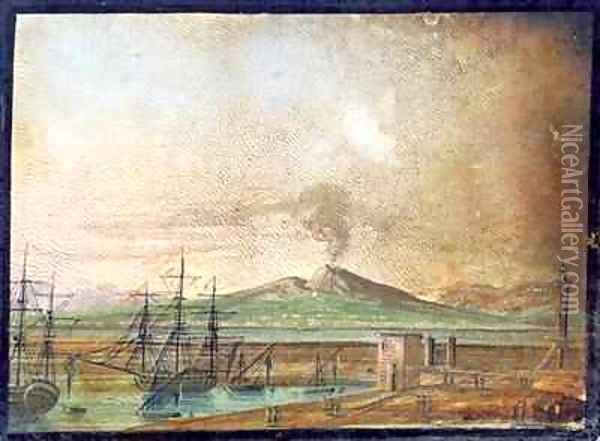 Vesuvius smoking from Michael Faradays scrapbook Oil Painting - Michael Faraday