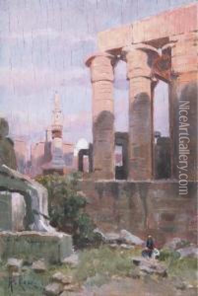 Temple At Luxor, Egypt Oil Painting - Alberto Rossi