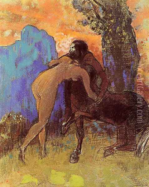 Woman And Centaur Oil Painting - Odilon Redon