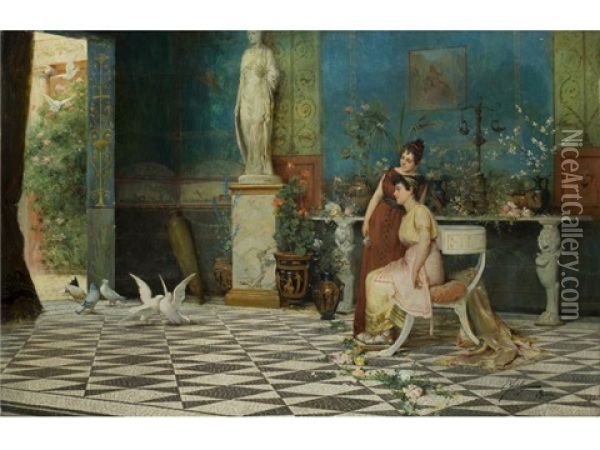 Romisch-pompejanische Genreszene Oil Painting - Ettore Forti