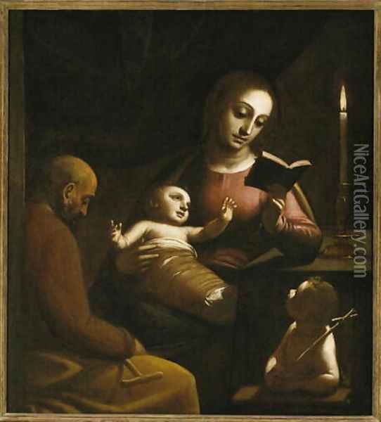 Holy Family with St. John the Baptist, c.1578 Oil Painting - Luca Cambiaso