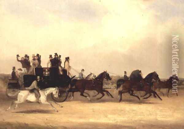 Coach and Four off to the Races Oil Painting - William Joseph Shayer