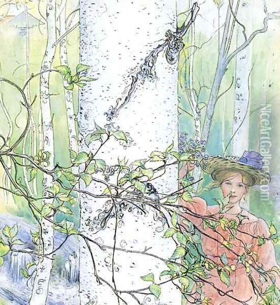 Spring Oil Painting - Carl Larsson