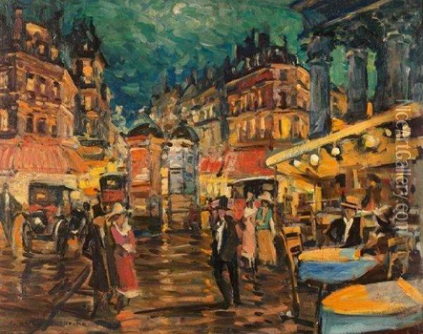 Paris, La Nuit, Place De La Madeleine Oil Painting - Konstantin Alexeievitch Korovin
