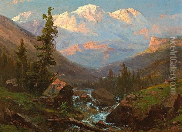 View Of The Alps Oil Painting - Marie-Regis-Francois Gignoux
