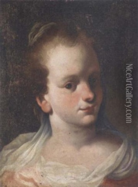 Head Of A Girl Oil Painting - Antonio Mercurio Amorosi