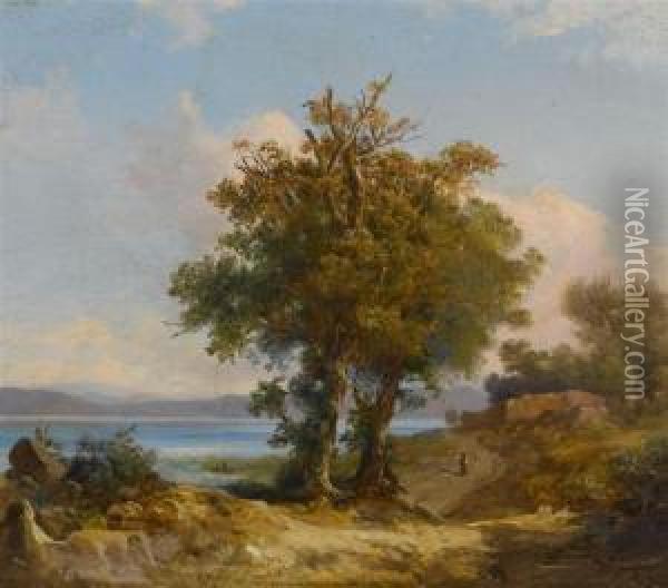 Mediterranean Landscape Oil Painting - Charles Henry Poingdestre