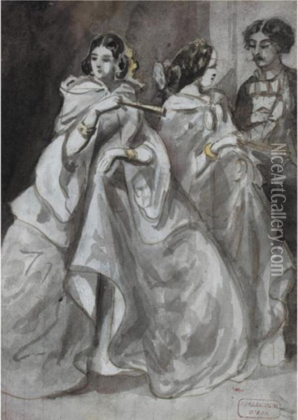 At The Ball Oil Painting - Constantin Guys